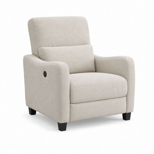 Fauteuil inclinable manuel à 1 place en tissu beige, 83 × 90 × 100 cm